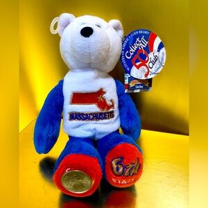 COIN BEAR PLUSH NWT MASSACHUSETTS STATE QUARTER COIN #6 NWT LIMITED TREASURES